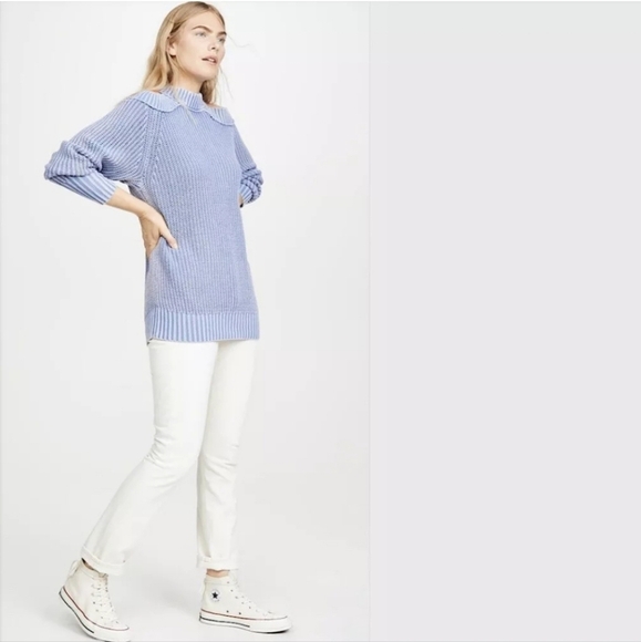 Free People Half Moon Cut out Sweater Blue Size Large - Picture 4 of 9